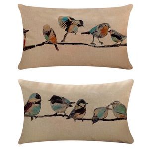 (2) Sparrows On A Branch Throw Pillow Cover NWT